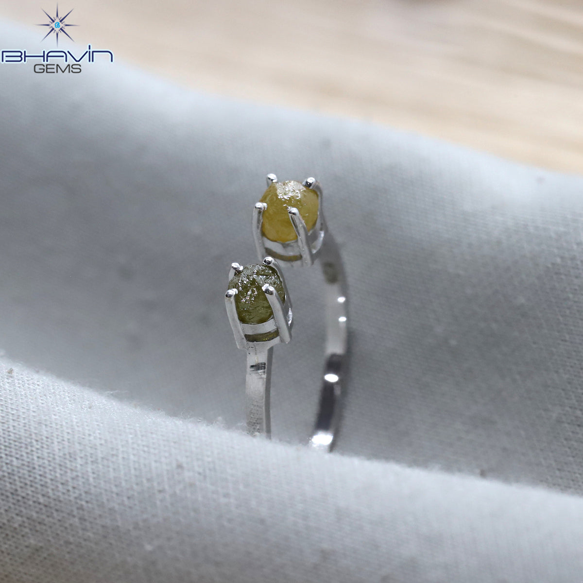 Natural Raw Diamond Open Cuff Ring