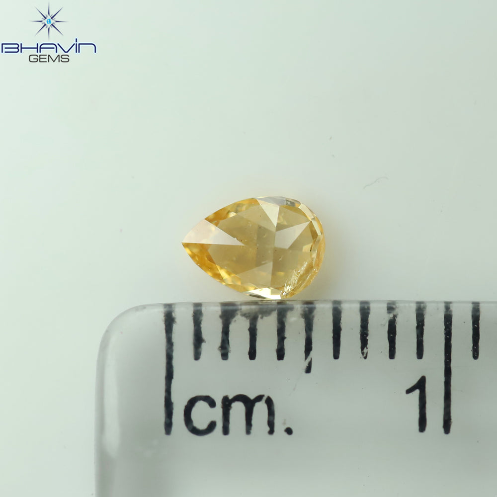 0.28 CT Pear Shape Natural Diamond Orange Yellow Color SI2 Clarity (5.16 MM)