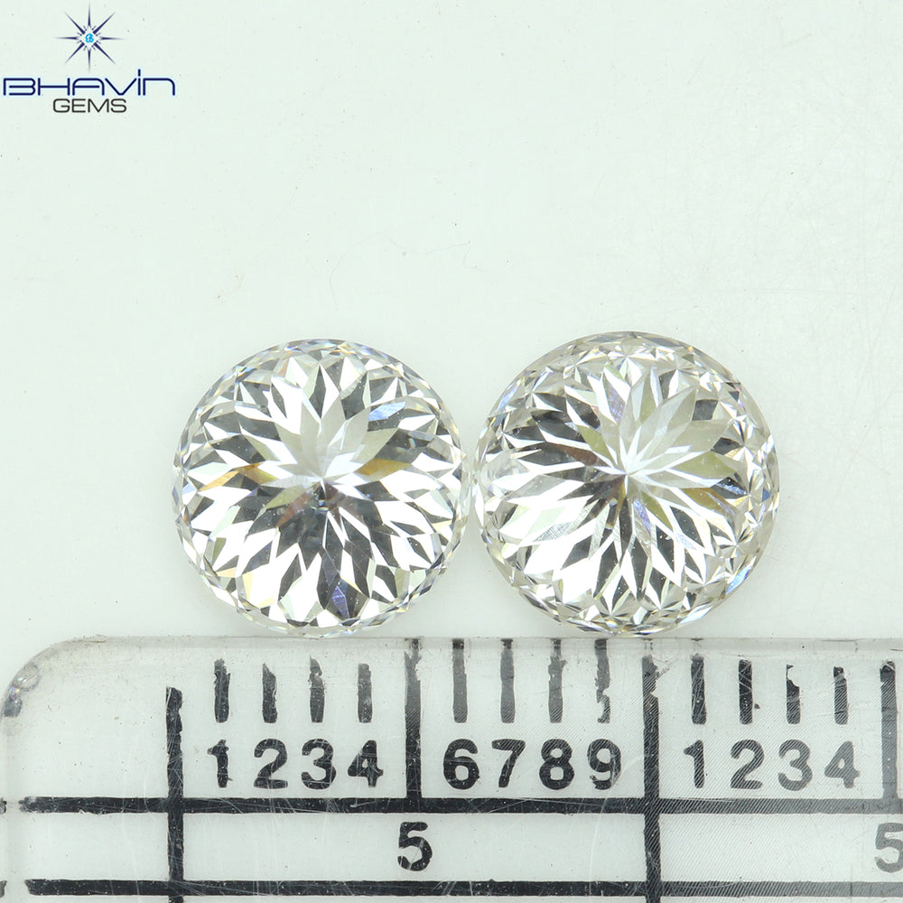 2.25 CT Round Portuguese Pair Diamond White Color VS1 Clarity (6.48 MM)