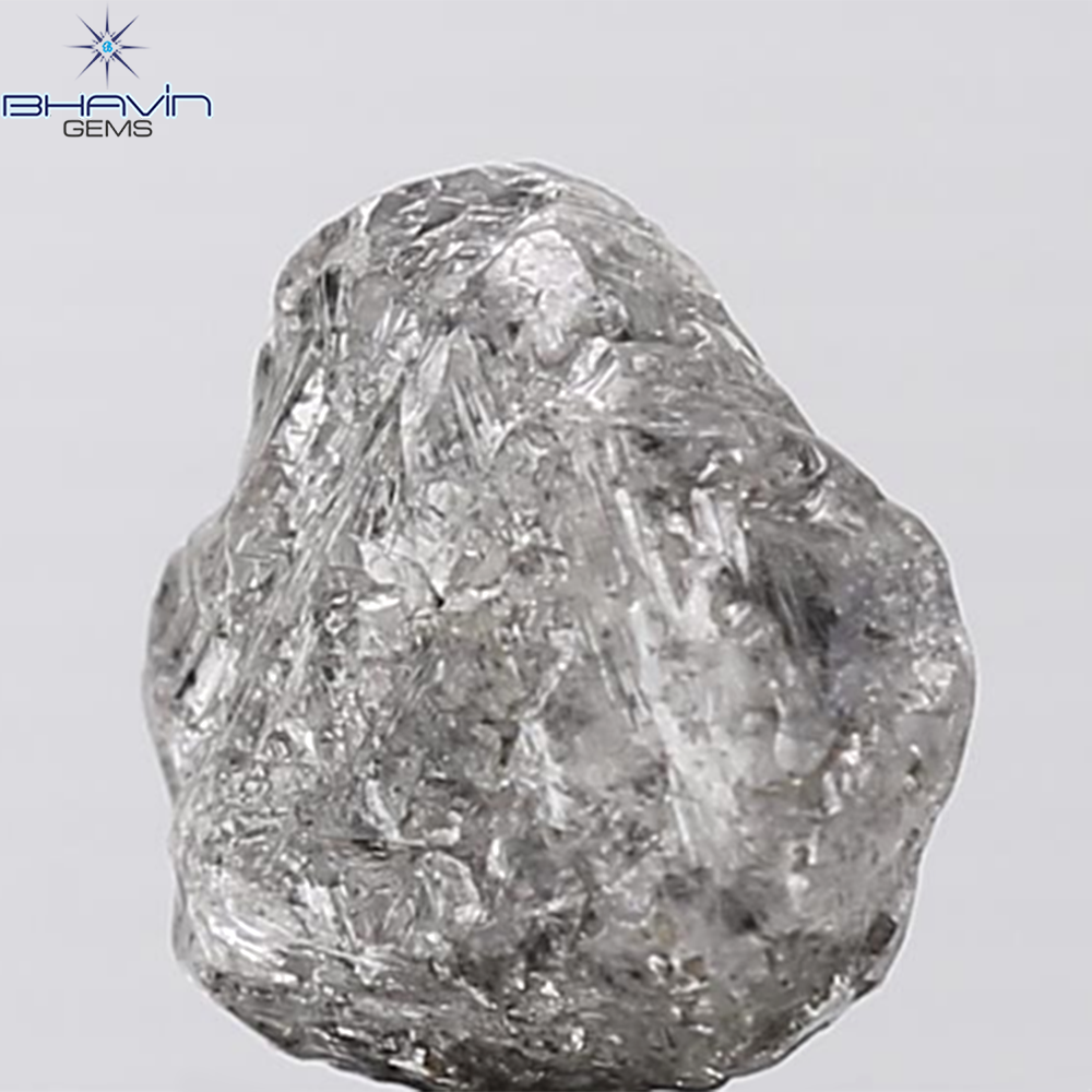0.44 CT ラフシェイプ ナチュラル ダイヤモンド ブラック グレー (ソルト アンド パッパー) カラー I3 クラリティ (4.95 MM)
