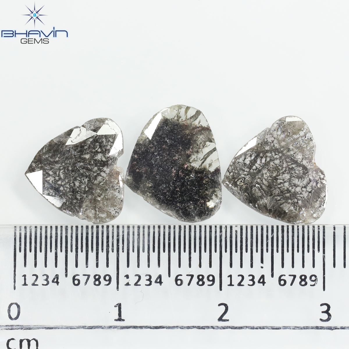 1.75 CT/5 ピース スライス形状 天然ダイヤモンド ソルト アンド ペッパー カラー I3 クラリティ (10.45 MM)