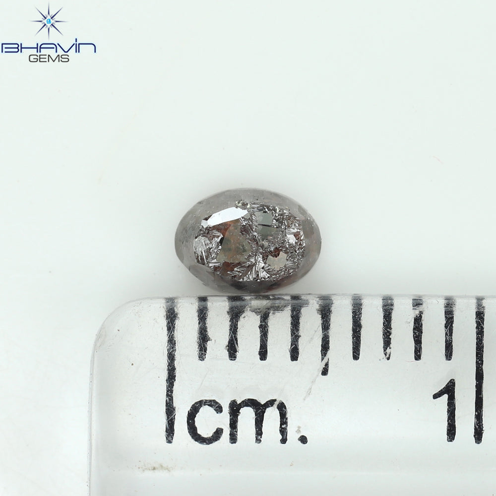 0.36 CT オーバルシェイプ ナチュラル ダイヤモンド ソルト アンド パッパー カラー I3 クラリティ (4.66 MM)