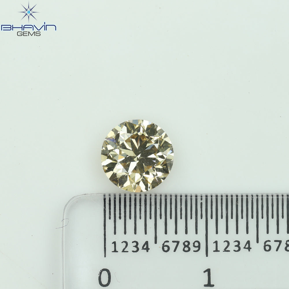 1.50 CT Round Shape Natural Loose Diamond Brown  Color VS2 Clarity (7.11 MM)