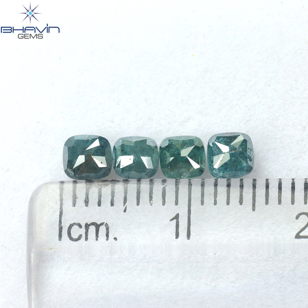 1.07 CT/4個 クッションダイヤモンド 天然ダイヤモンド ブルーダイヤモンド クラリティ I3 (3.85 MM)