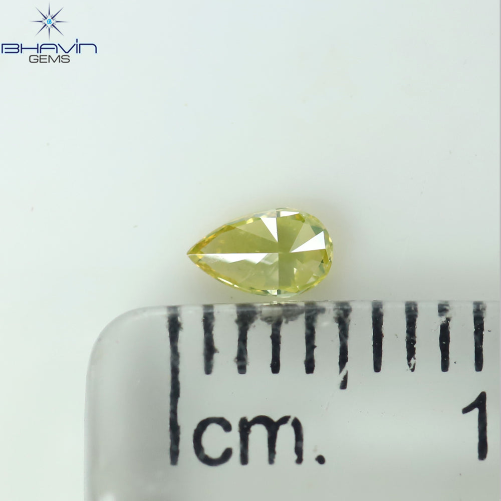 0.12 CT Pear Shape Natural Diamond Green (Parrot) Color VS1 Clarity (4.36 MM)