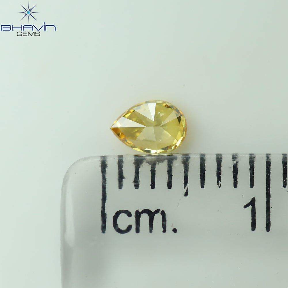 0.21 CT Pear Shape Natural Diamond Orange Color VS1 Clarity (4.66 MM)