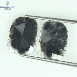 1.68 CT/2 Pcs Slice Shape Natural Diamond Salt And Pepper Color I3 Clarity (9.59 MM)