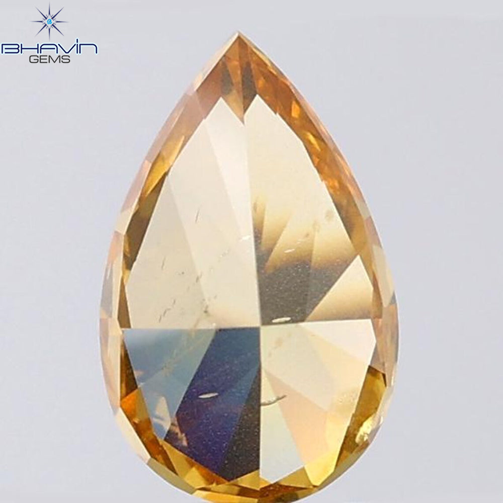 1.03 CT ペアシェイプ 天然ダイヤモンド オレンジカラー SI1 クラリティ (8.13 MM)