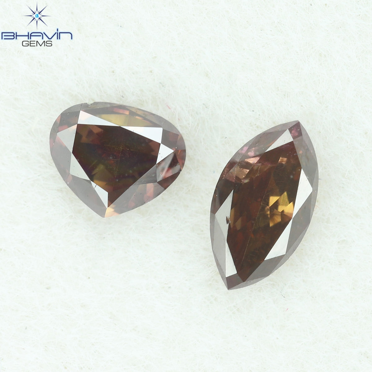 0.34 CT/3 ピース ミックス シェイプ ナチュラル ダイヤモンド グリーン ピンク カラー I1 クラリティ (4.37 MM)