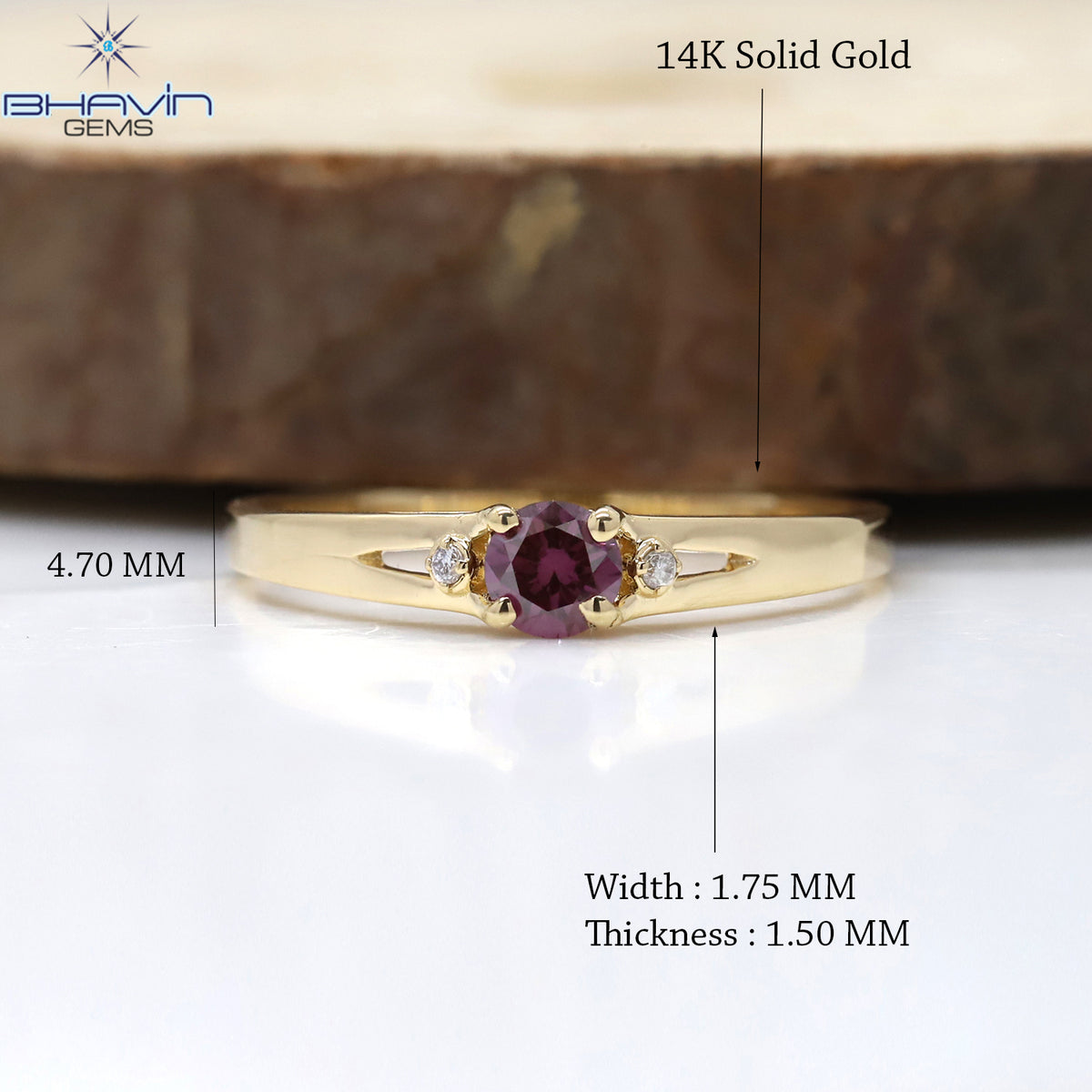 Natural Pink Diamond Round Cut Ring