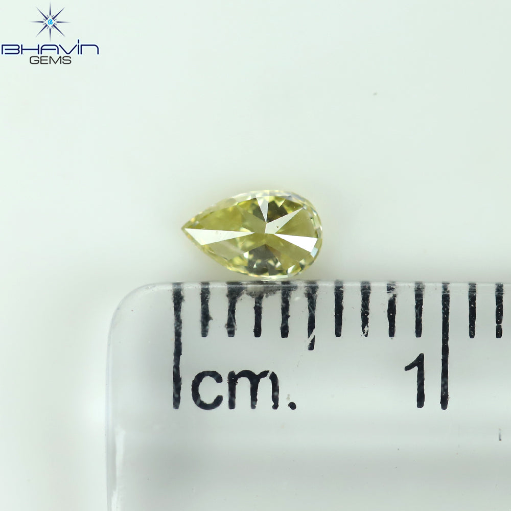 0.27 CT Pear Shape Natural Diamond Green (Chameleon) Color SI1 Clarity (5.34 MM)