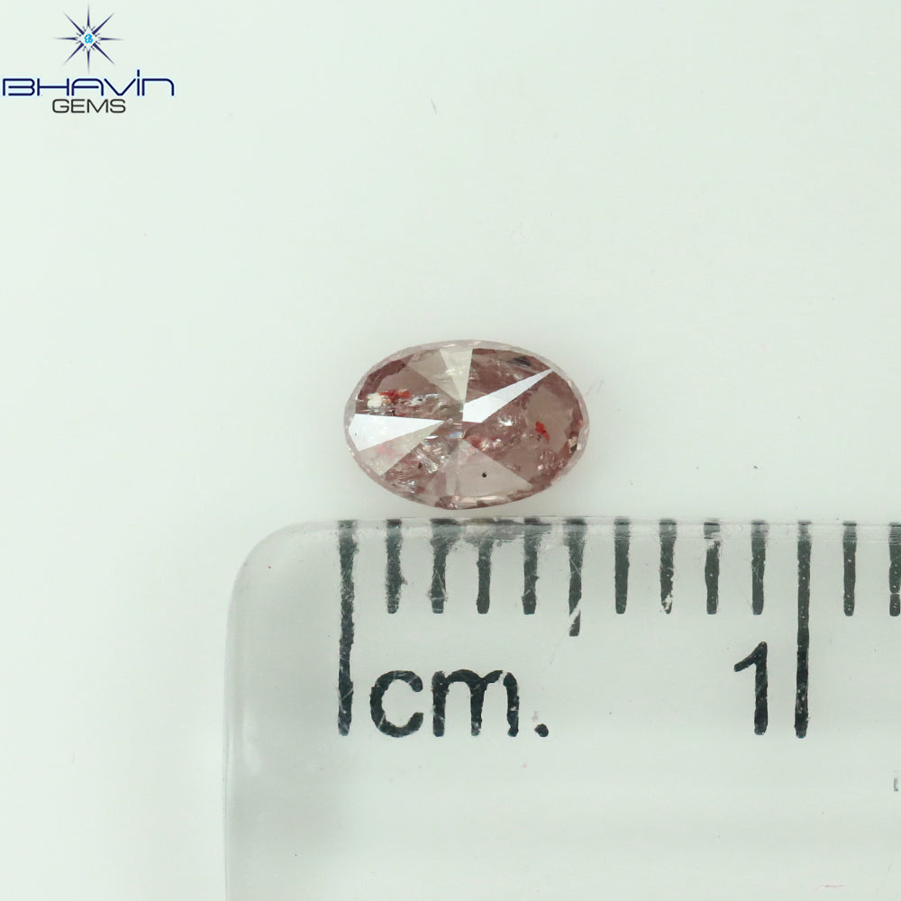 0.38 CT Oval Shape Natural Diamond Pink Color I3 Clarity (5.40 MM)