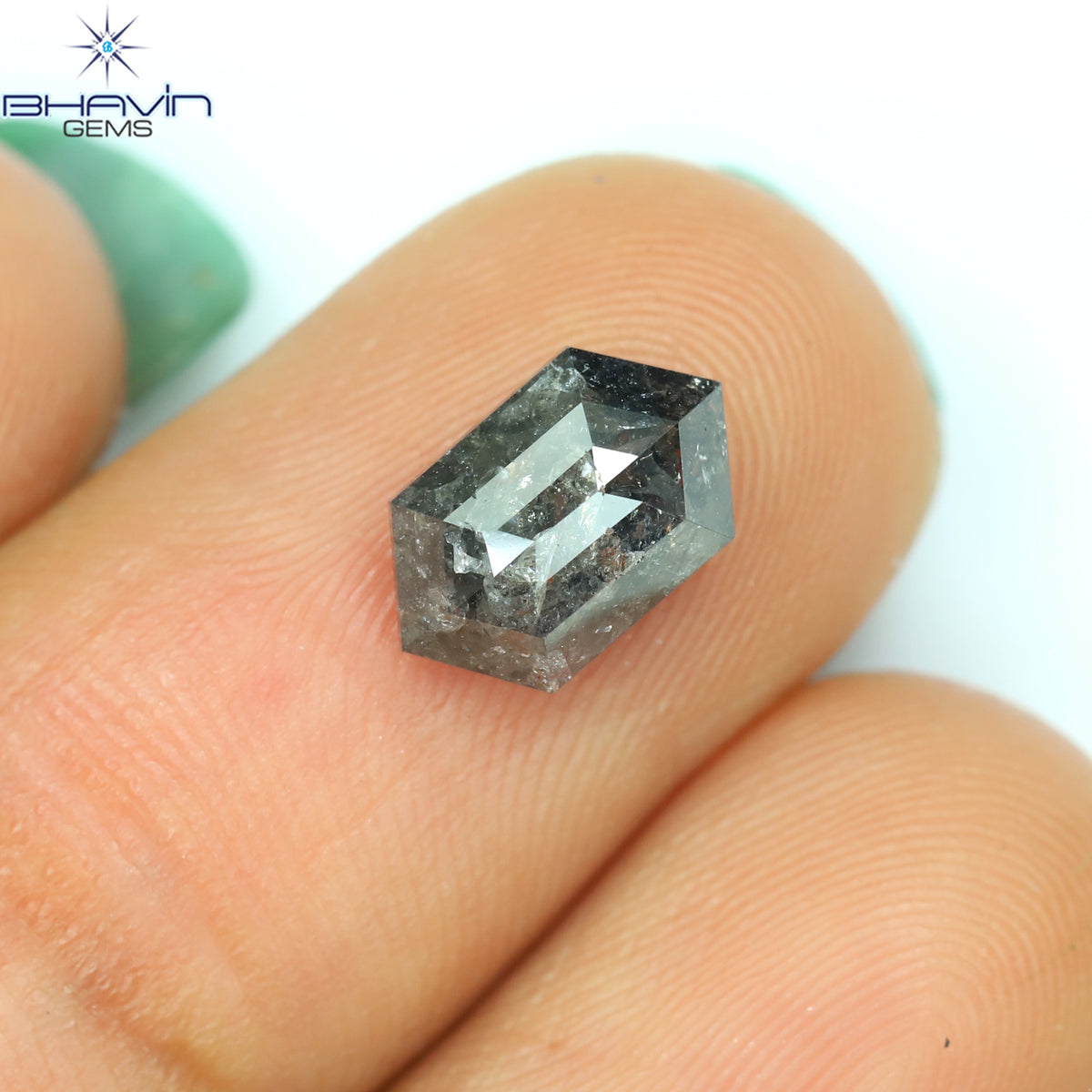 0.62 CT 六角形 ナチュラル ルース ダイヤモンド ソルト アンド ペッパー カラー I3 クラリティ (5.09 MM)