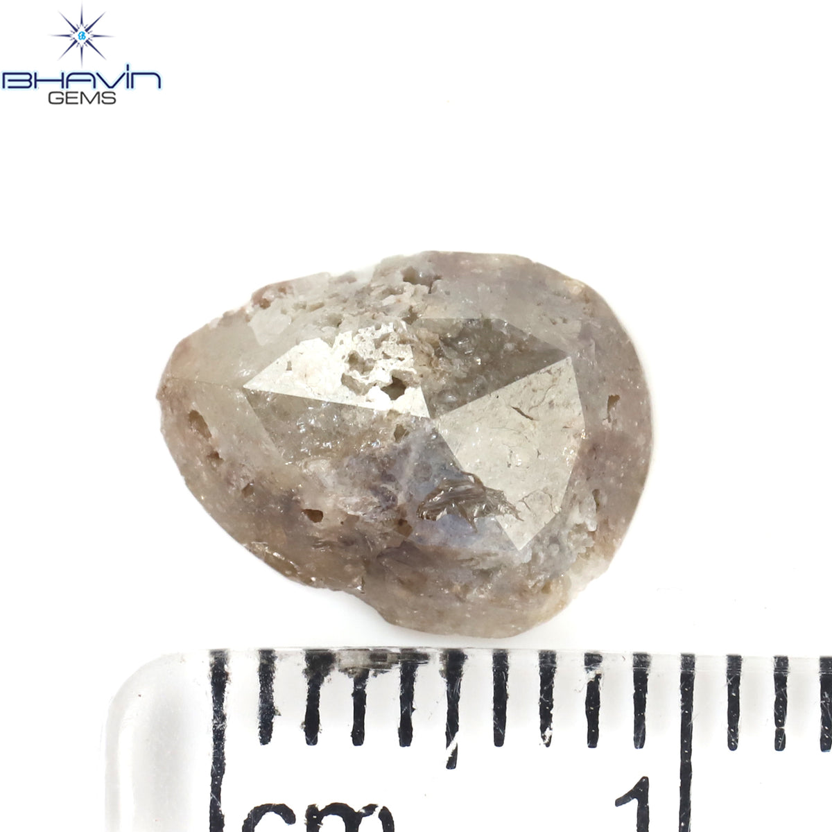 1.05 CT、ノーカット ポルキ シェイプ、天然ダイヤモンド、ブルー カラー、I3 クラリティ (5.42 MM)