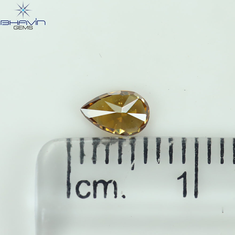 0.27 CT Pear Shape Natural Diamond Orange Color VS1 Clarity (5.46 MM)