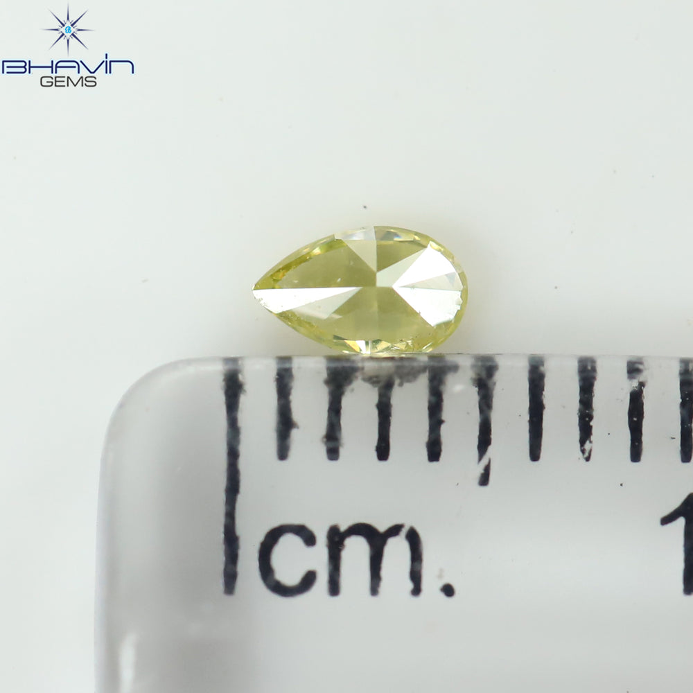 0.13 CT Pear Shape Natural Diamond Green (Parrot) Color VS1 Clarity (4.28 MM)