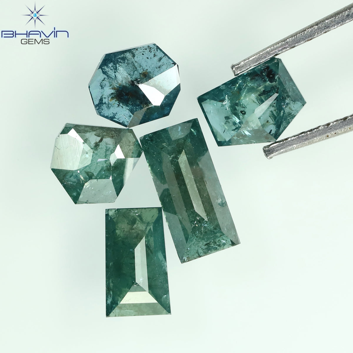 1.56 CT/5 Pcs Natural Mix Shape Diamond Enhanced Blue Color Clarity I3 (6.52 MM)