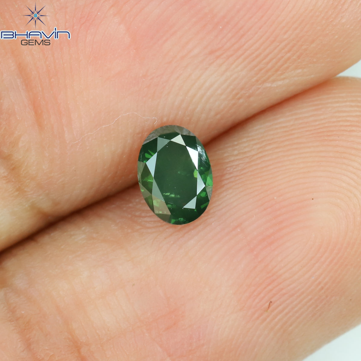 0.41 CT Natural Oval Diamond Enhanced Green Color Clarity I1 (5.19 MM)