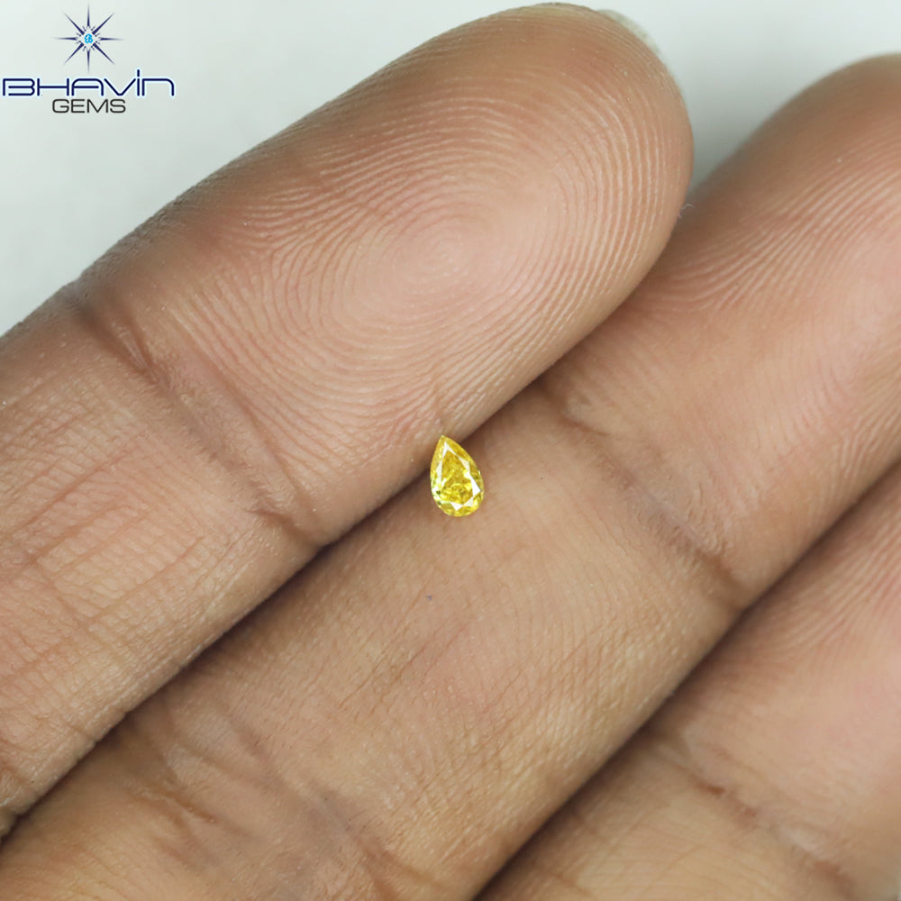 0.06 CT Pear Shape Natural Diamond Yellow Color SI2 Clarity (3.26 MM)