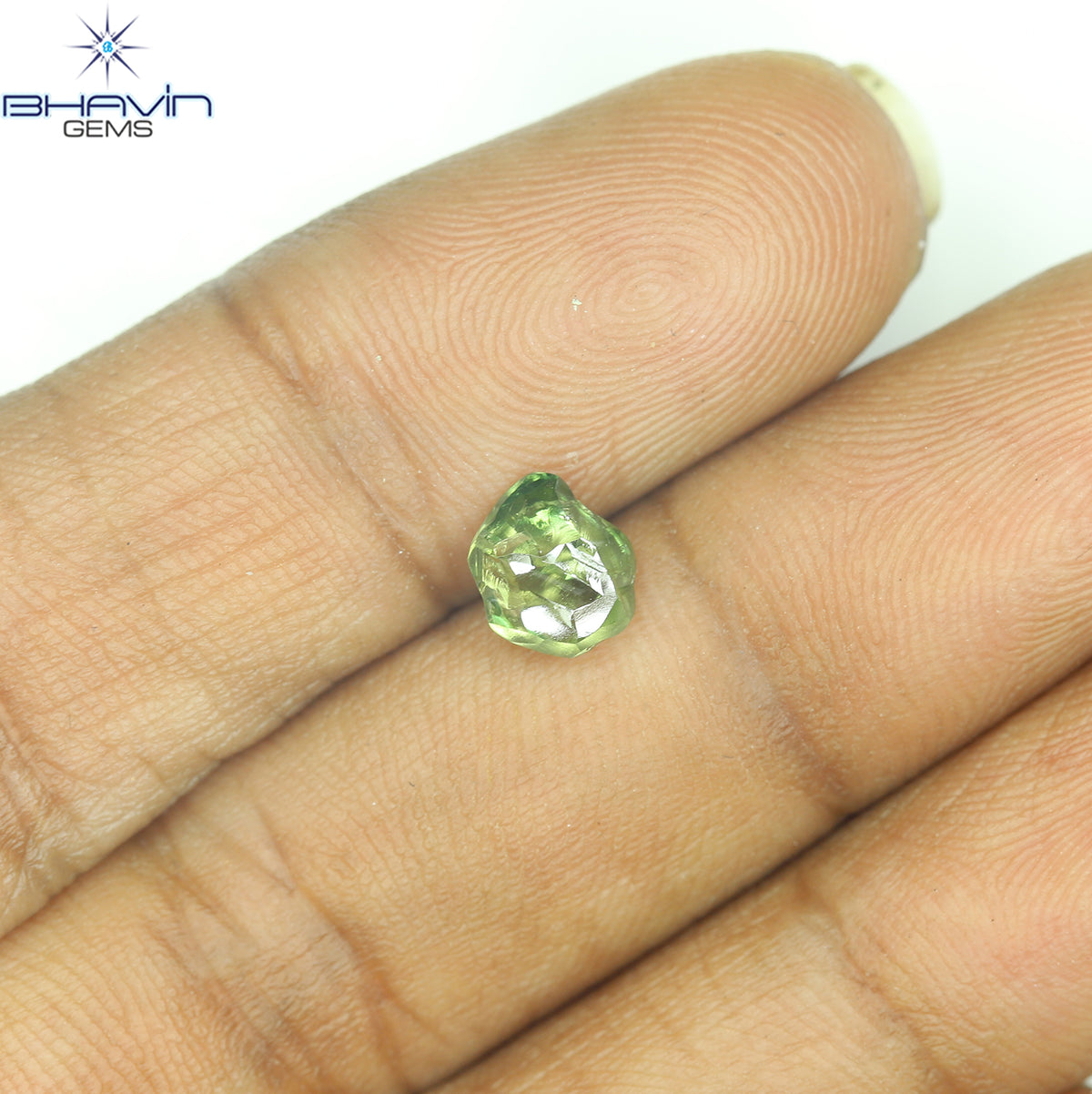 1.09 CT Natural Rough Diamond Enhanced Green Color Clarity VS (6.23 MM)