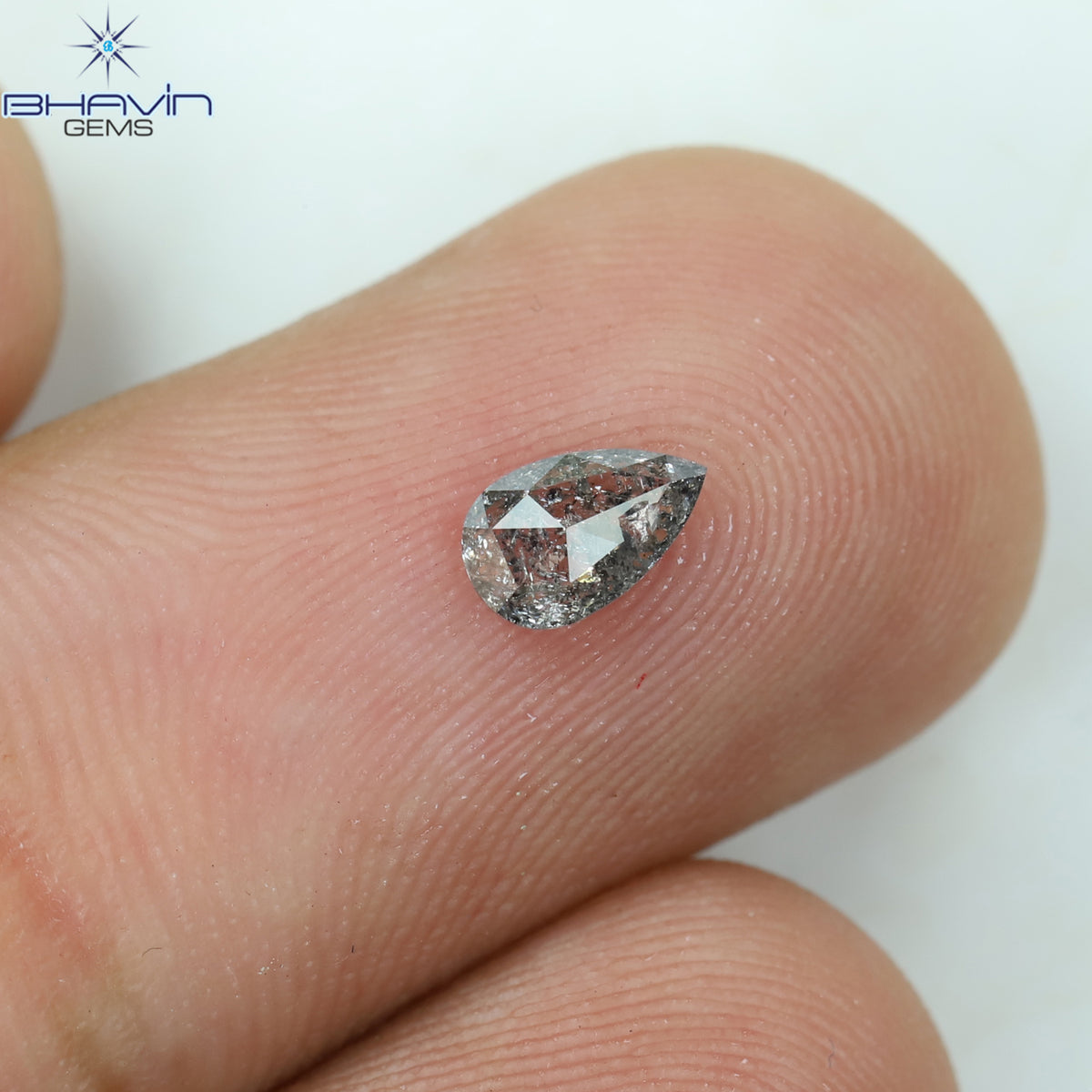 0.33 CT ペアシェイプ 天然ルースダイヤモンド ソルト＆ペッパーカラー I3 クラリティ (6.09 MM)