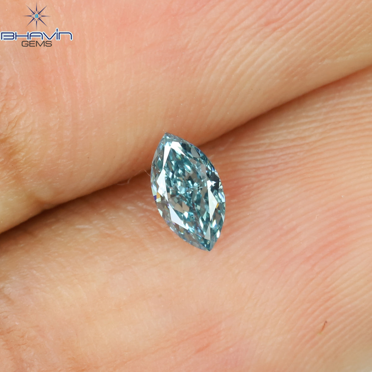 0.21 CT Natural Marquise Diamond Enhanced Intense Blue Color Clarity VS2 (5.40 MM)