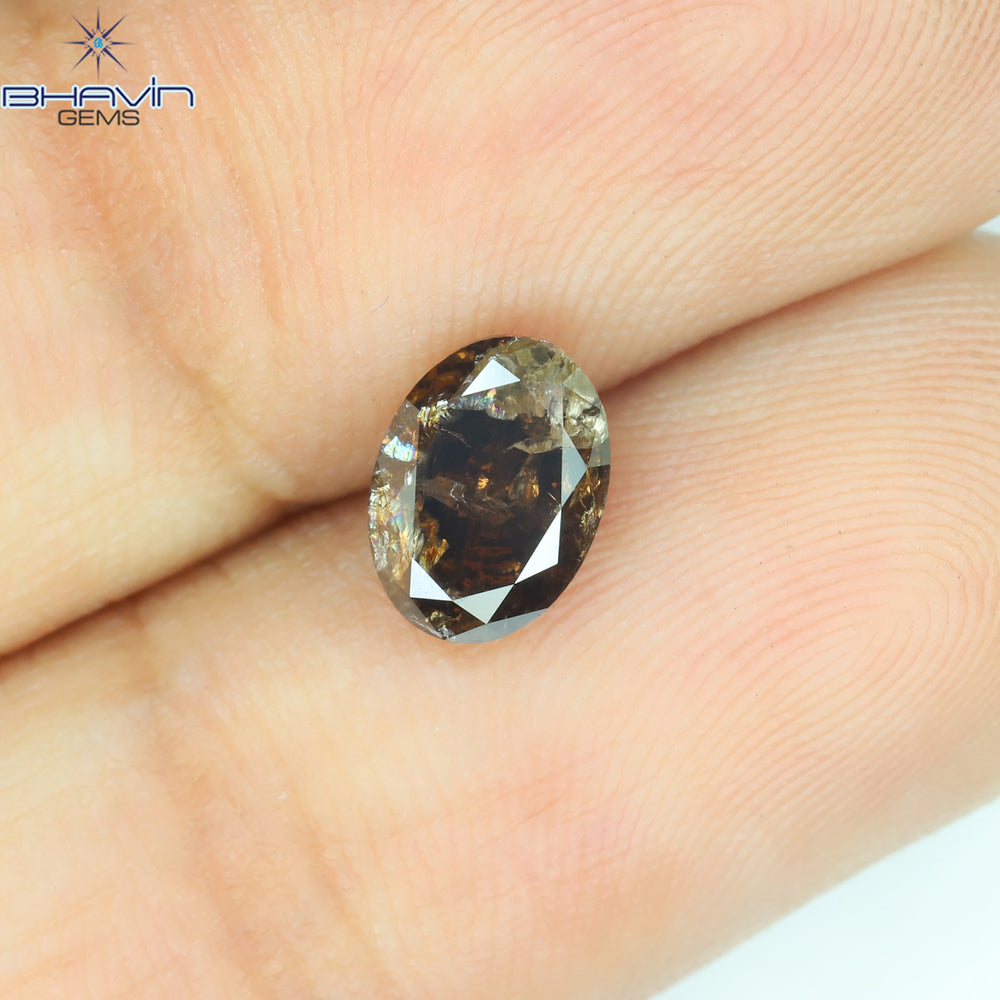 1.07 CT Oval Shape Natural Loose Diamond Brown Color I3 Clarity (7.02 MM)