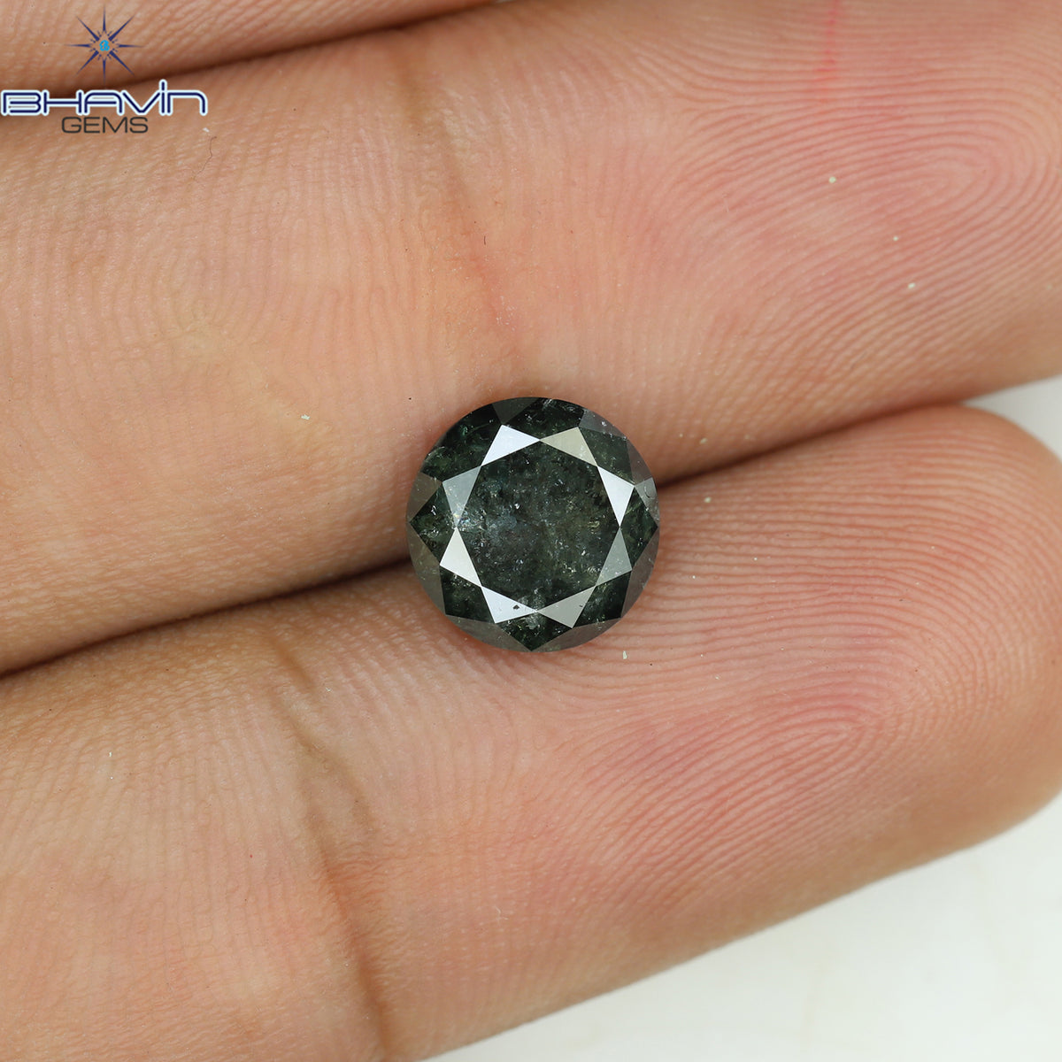 2.39 CT Round Shape Natural Diamond Enhanced Green Color I3 Clarity (8.12 MM)