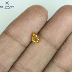 0.50 CT Pear Shape Natural Diamond Orange Color SI2 Clarity (6.31 MM)