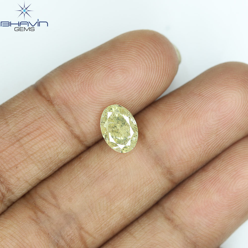 1.77 CT Oval Diamond Natural Yellow Color I1 Clarity (8.48 MM)