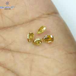 0.99 CT/4 Pcs Natural Pear Diamond Orange Color Clarity SI (5.43 MM)