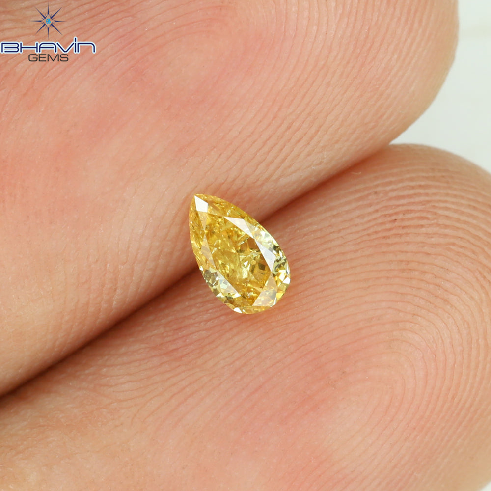 0.19 CT Pear Shape Natural Diamond Orange Color SI1 Clarity (4.68 MM)