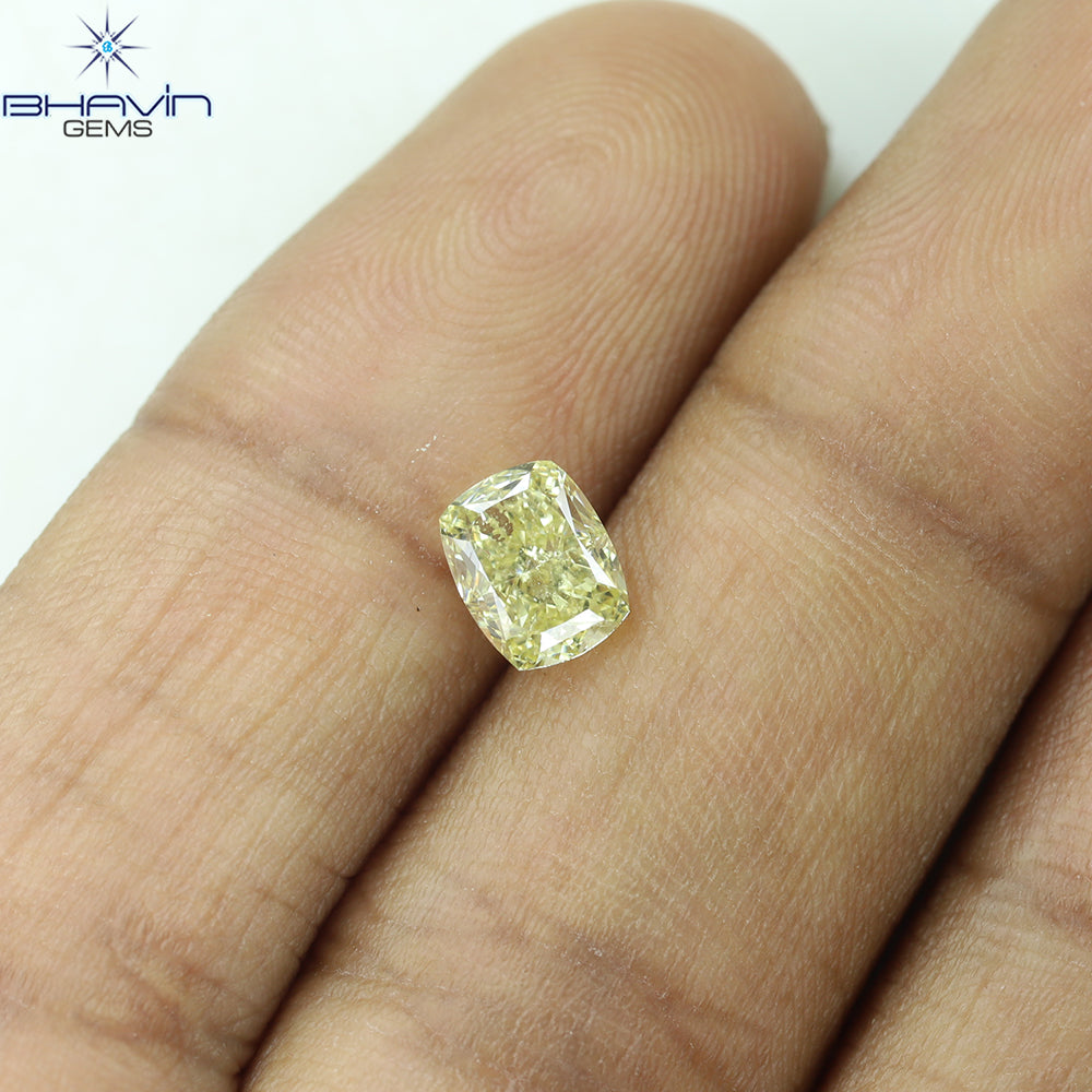 GIA Certified 1.01 CT Cushion Diamond Natural Brownish Yellow Color (6.35 MM)