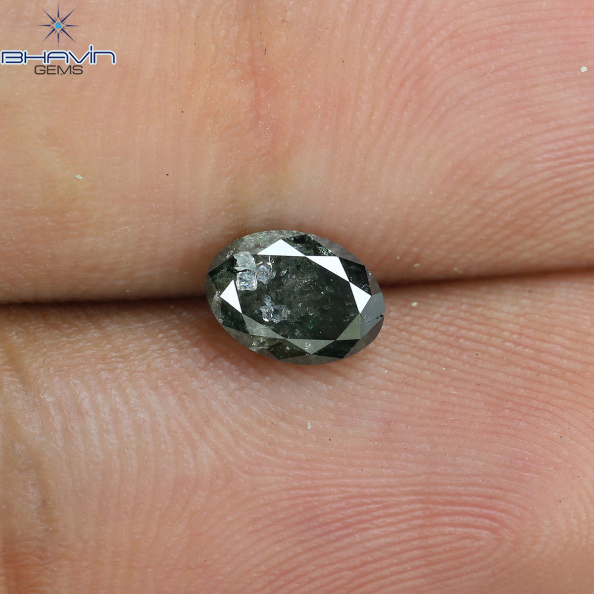 0.72 CT オーバルシェイプ 天然ダイヤモンド グリーンカラー I3 クラリティ (6.48 MM)