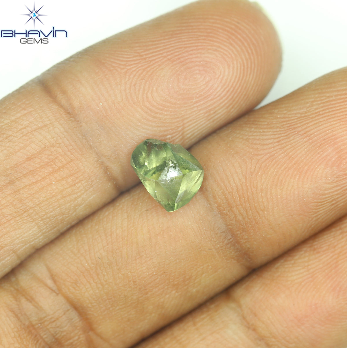 1.71 CT Natural Rough Diamond Enhanced Green Color Clarity VS (7.48 MM)