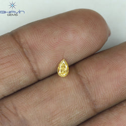 0.19 CT Pear Shape Natural Diamond Orange Color SI2 Clarity (4.50 MM)