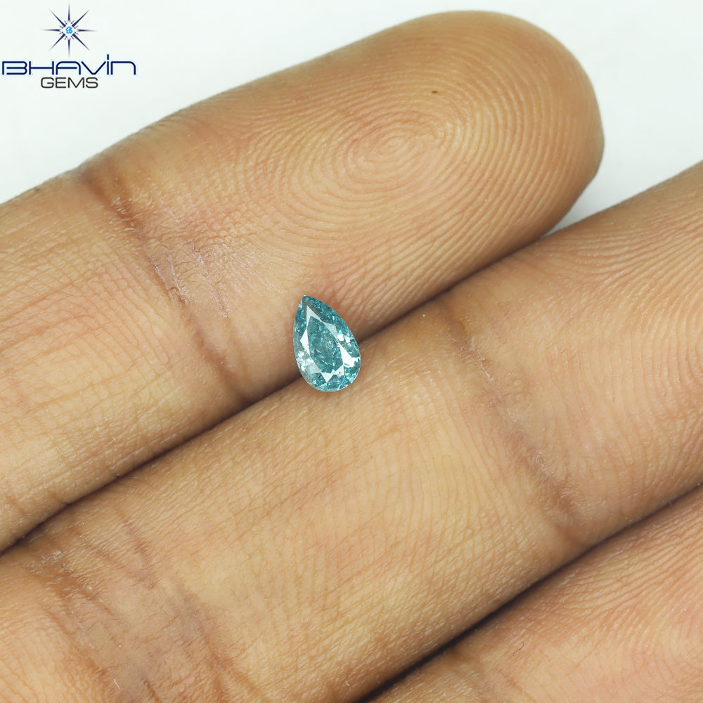 0.23 CT ペアシェイプ ナチュラル ダイヤモンド グリーン カラー I2 クラリティ (6.27 MM)
