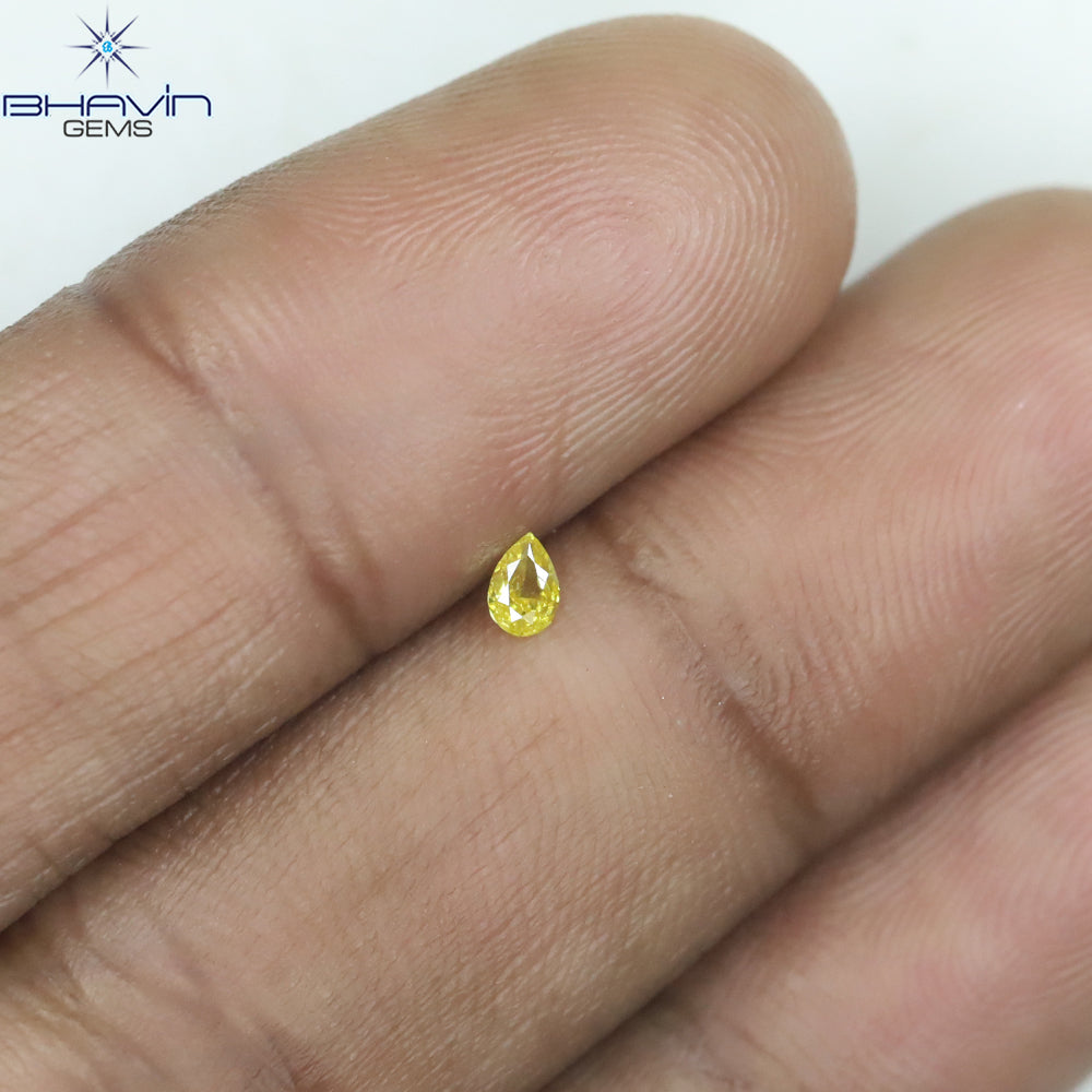 0.06 CT Pear Shape Natural Diamond Yellow Color SI2 Clarity (3.24 MM)