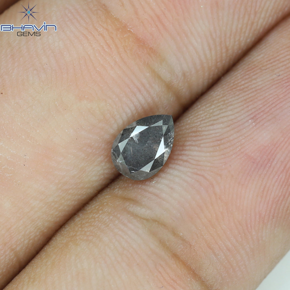 0.85 CT ペアシェイプ 天然ルースダイヤモンド ソルト＆ペッパーカラー I3 クラリティ (6.84 MM)