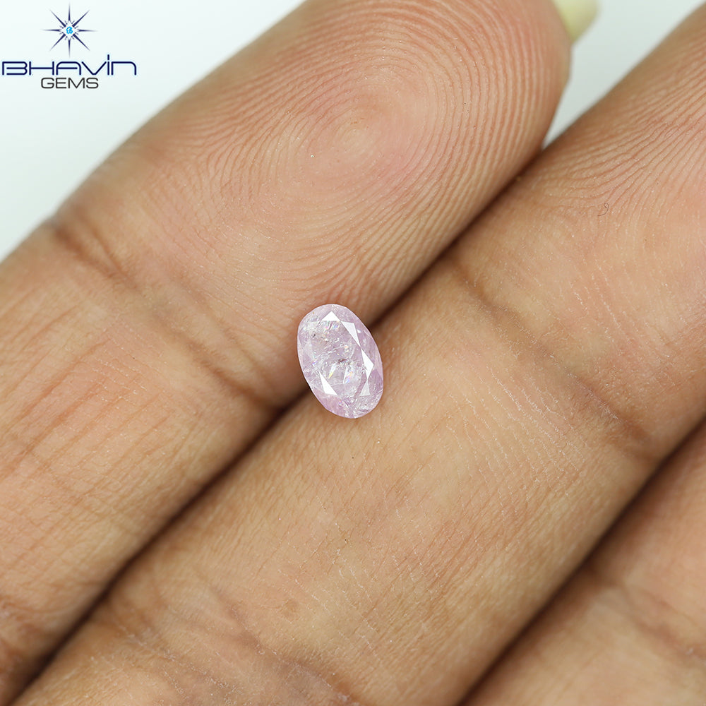 0.36 CT Oval Diamond Natural Pink Color I3 Clarity (5.33 MM)