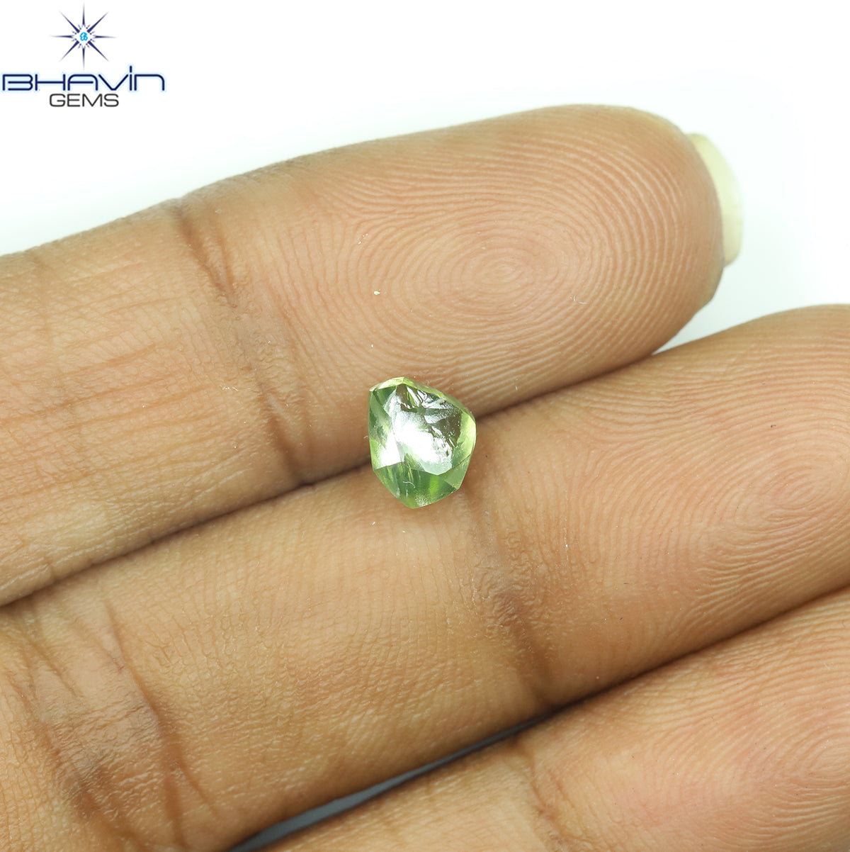 0.99 CT Natural Rough Diamond Enhanced Green Color Clarity VS (5.89 MM)