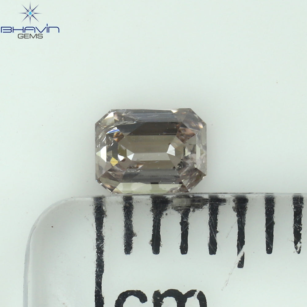 0.43 CT エメラルド シェイプ ナチュラル ダイヤモンド グレー色 SI1 クラリティ (5.22 MM)