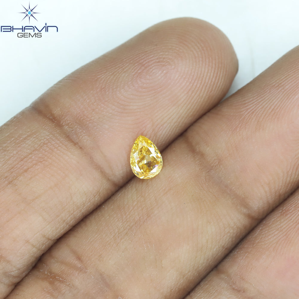 0.28 CT Pear Shape Natural Diamond Orange Color SI2 Clarity (5.16 MM)