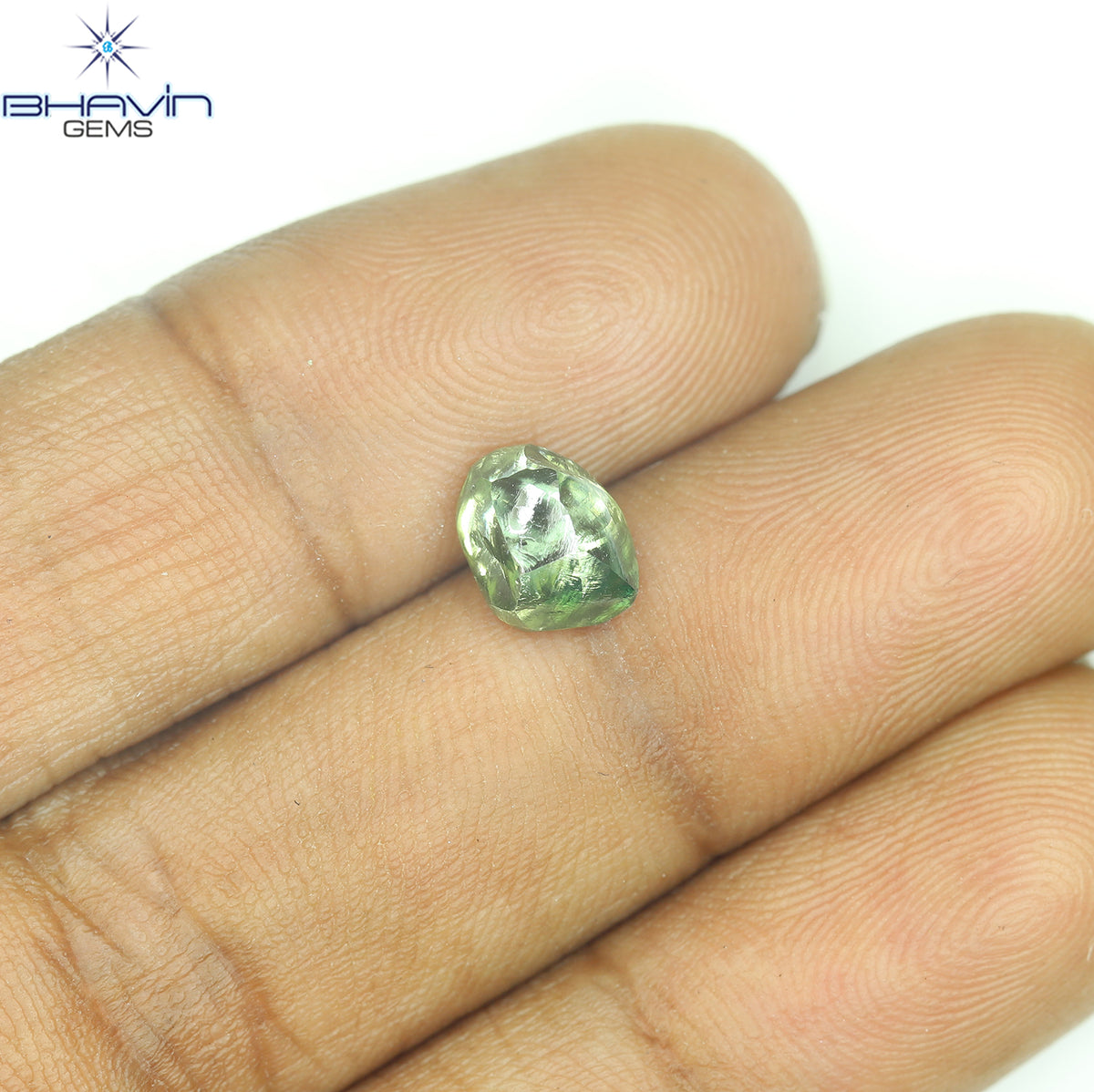 1.57 CT Natural Rough Diamond Enhanced Green Blue Color Clarity VS (7.54 MM)