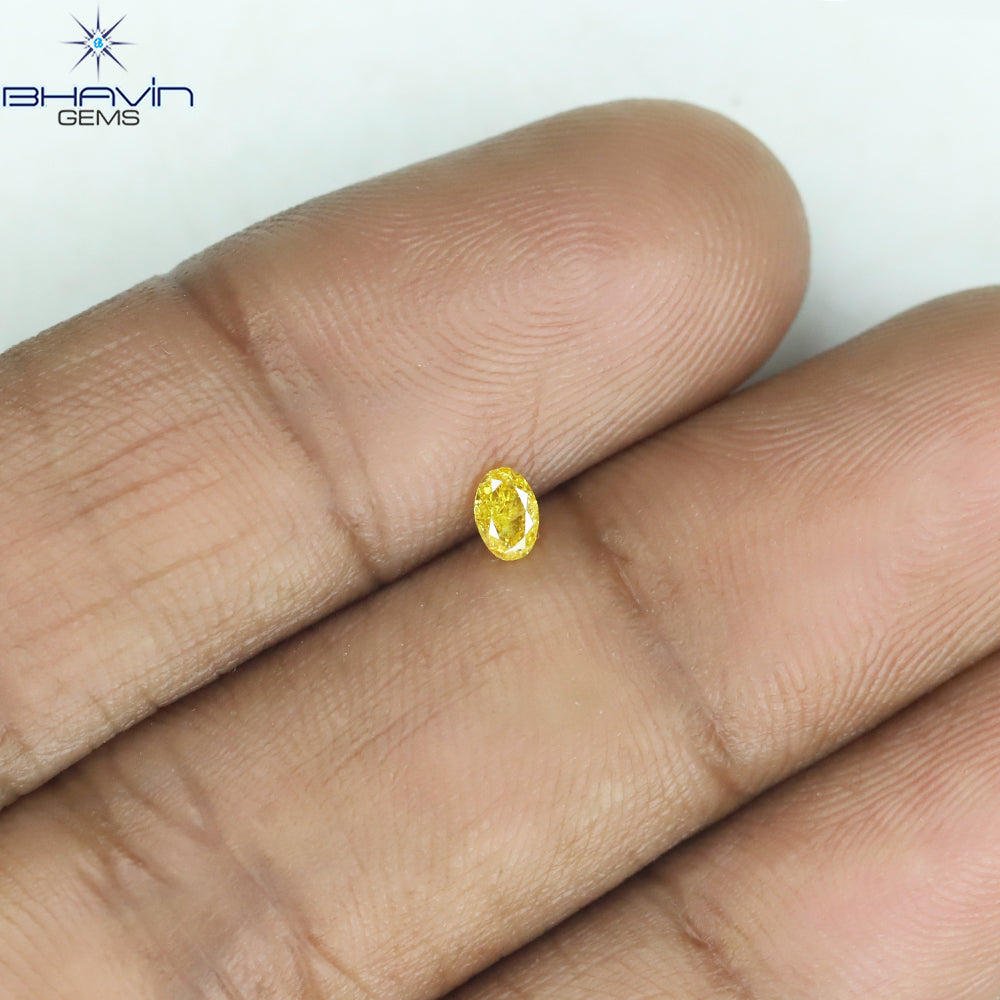 0.11 CT Oval Shape Natural Diamond Yellow Color SI2 Clarity (3.56 MM)