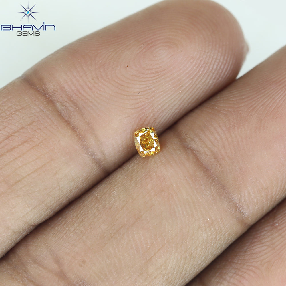 0.14 CT Cushion Shape Natural Diamond Orange Color VS2 Clarity (3.05 MM)