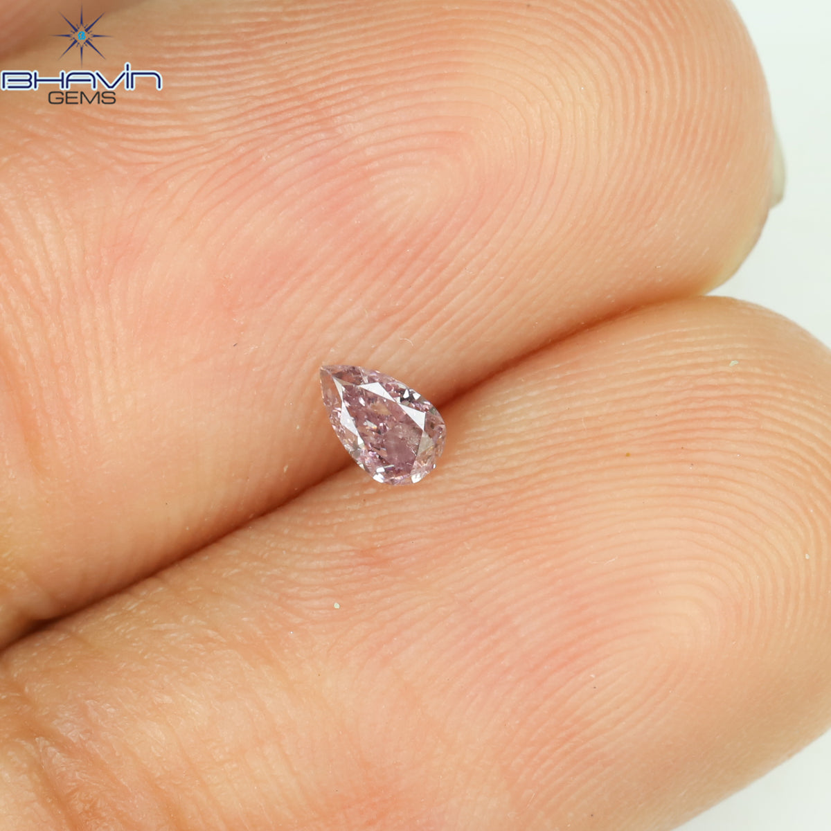 0.11 CT Natural Pear Diamond Vivid Pink Color Clarity VS2 (3.90 MM)