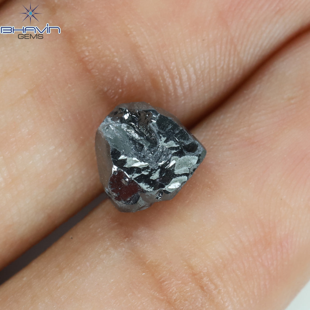 2.52 CT Natural Rough Diamond Natural Black Color Clarity I3 (7.36 MM)
