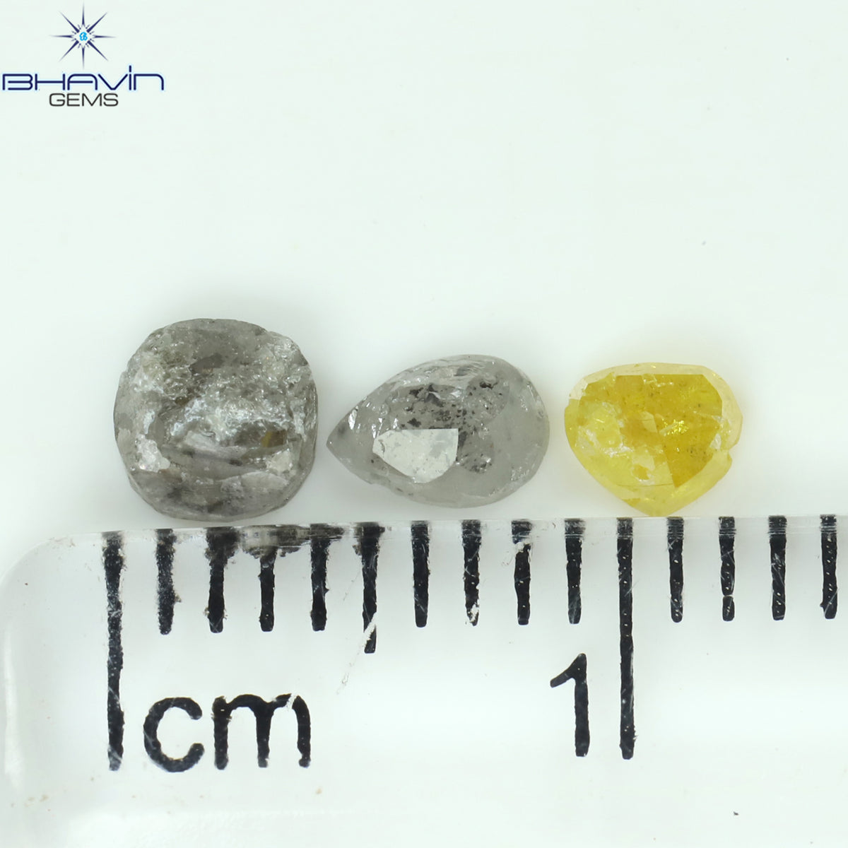 0.87 CT/3 Pcs Natural Uncut Diamond Mix Color Clarity I3 (4.00 MM)