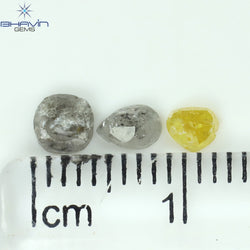 0.87 CT /3 Pcs Uncut Shape Mix Natural Loose Diamond I3 Clarity (4.00 MM)